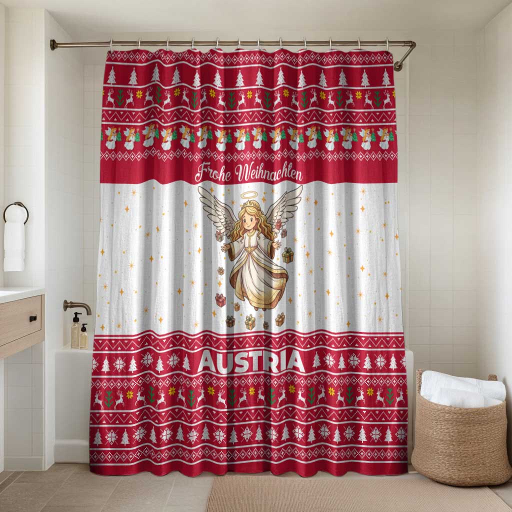 Austria Christmas Bathroom Set with Frohe Weihnachten Angel Design and Red White Holiday - Wonder Print Shop