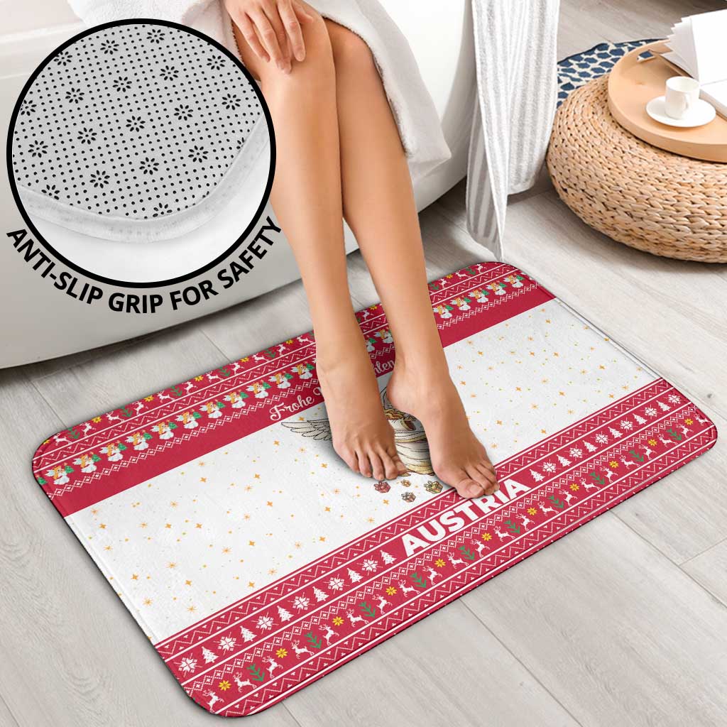 Austria Christmas Bathroom Set with Frohe Weihnachten Angel Design and Red White Holiday - Wonder Print Shop