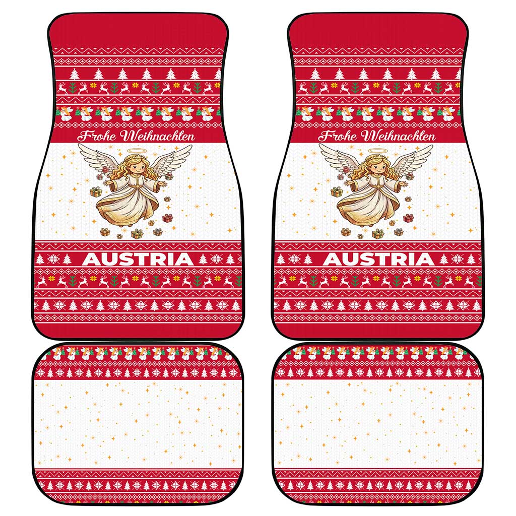 Austria Christmas Car Mats with Frohe Weihnachten Angel Design and Red White Holiday - Wonder Print Shop