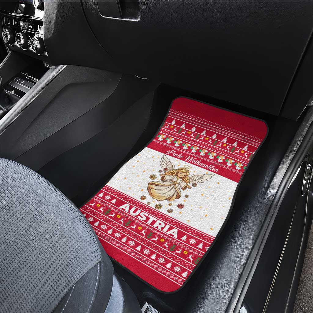 Austria Christmas Car Mats with Frohe Weihnachten Angel Design and Red White Holiday - Wonder Print Shop
