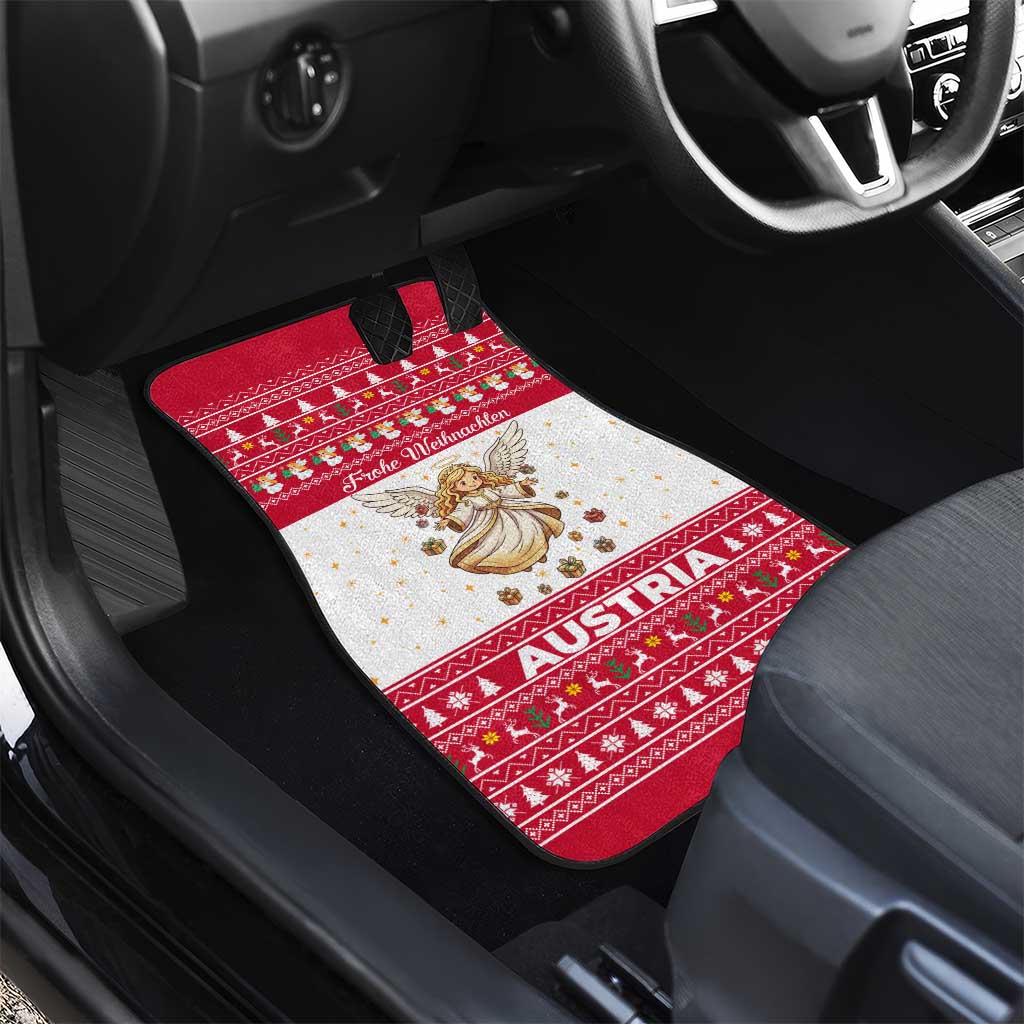 Austria Christmas Car Mats with Frohe Weihnachten Angel Design and Red White Holiday - Wonder Print Shop