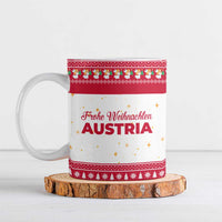 Austria Christmas Ceramic Mug with Frohe Weihnachten Angel Design and Red White Holiday - Wonder Print Shop