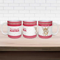 Austria Christmas Ceramic Mug with Frohe Weihnachten Angel Design and Red White Holiday - Wonder Print Shop