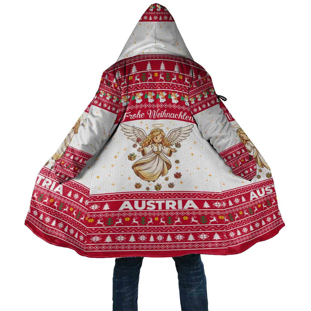 Austria Christmas Cloak with Frohe Weihnachten Angel Design and Red White Holiday - Wonder Print Shop