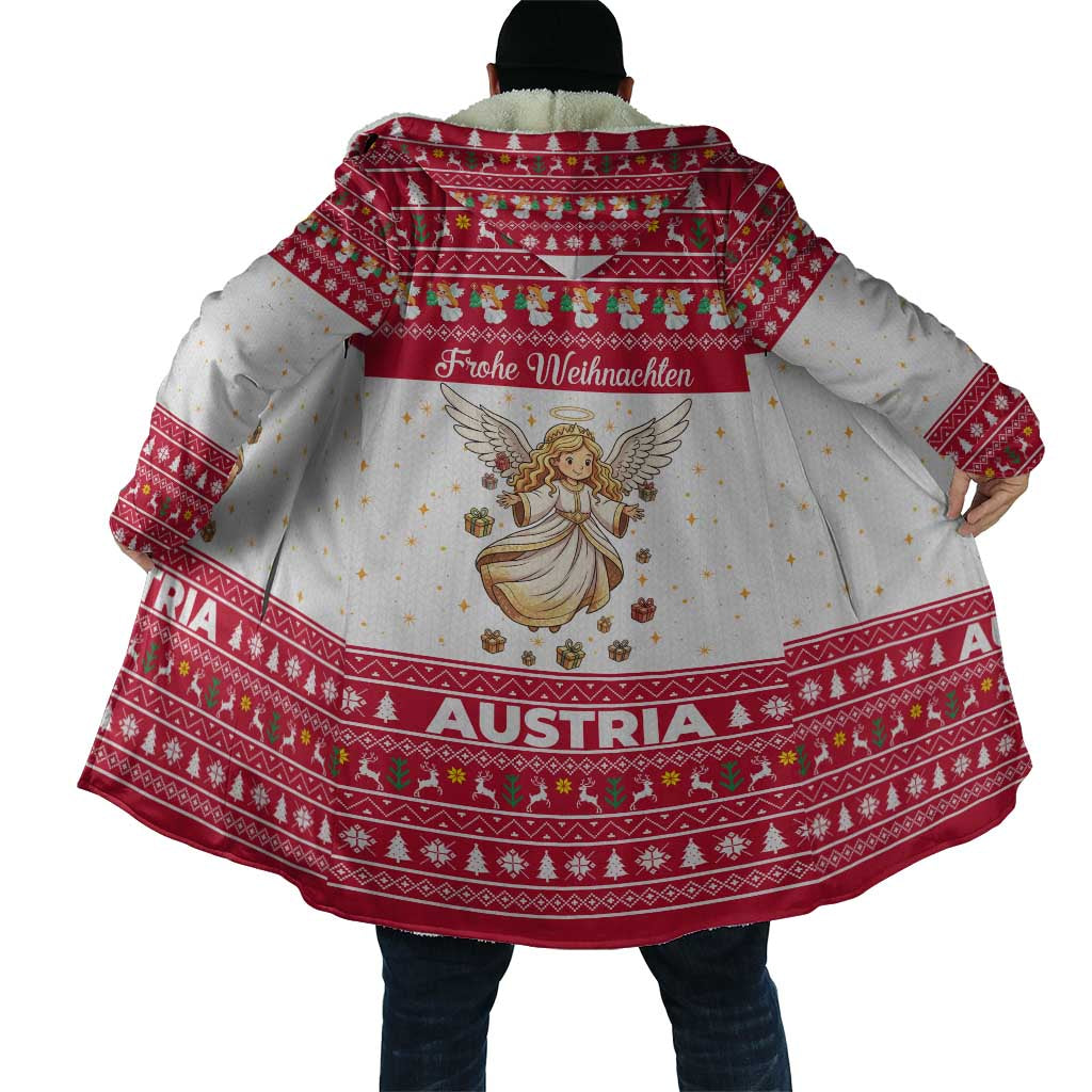 Austria Christmas Cloak with Frohe Weihnachten Angel Design and Red White Holiday - Wonder Print Shop
