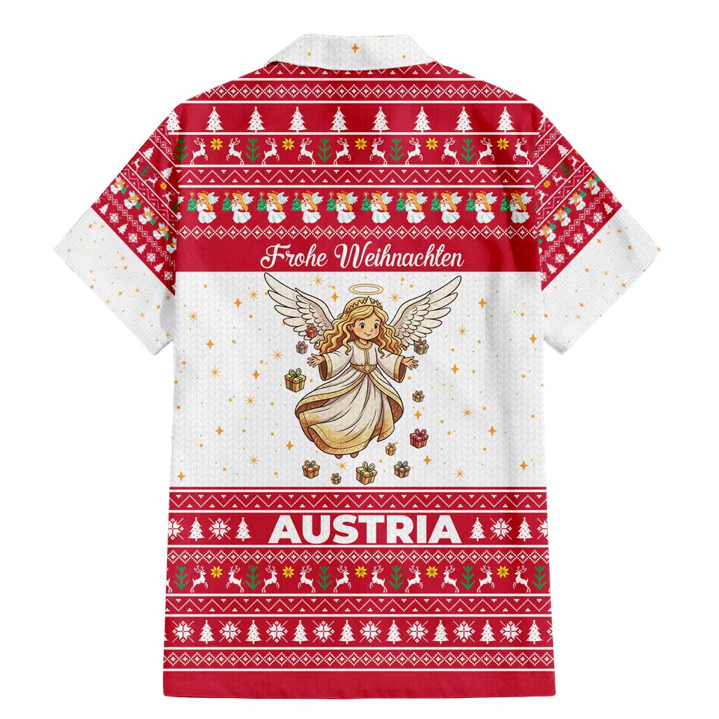Austria Christmas Family Matching Mermaid Dress and Hawaiian Shirt with Frohe Weihnachten Angel Design and Red White Holiday - Wonder Print Shop