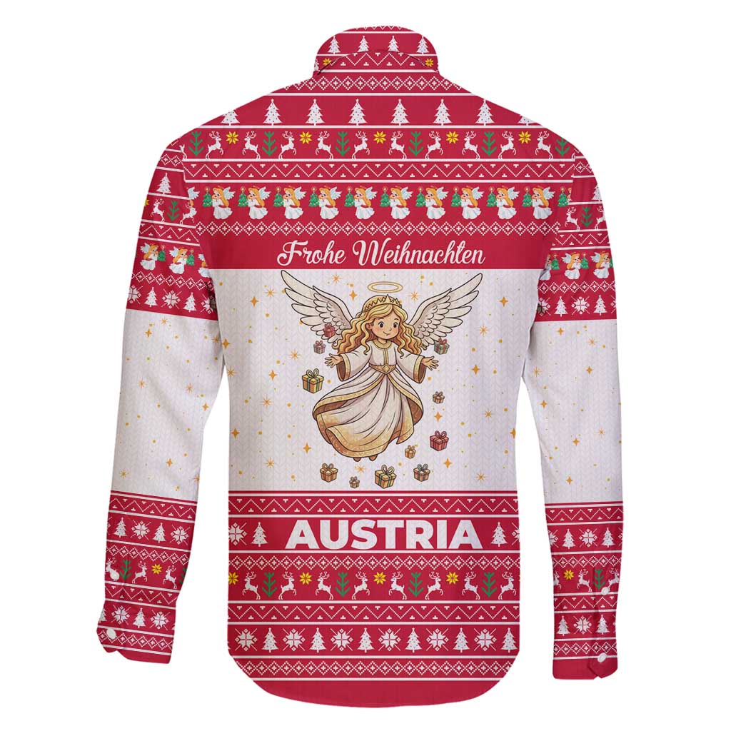 Austria Christmas Family Matching Summer Maxi Dress and Hawaiian Shirt with Frohe Weihnachten Angel Design and Red White Holiday - Wonder Print Shop