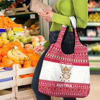 Austria Christmas Grocery Bag with Frohe Weihnachten Angel Design and Red White Holiday - Wonder Print Shop