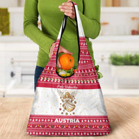 Austria Christmas Grocery Bag with Frohe Weihnachten Angel Design and Red White Holiday - Wonder Print Shop
