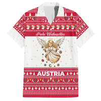 Austria Christmas Hawaiian Shirt with Frohe Weihnachten Angel Design and Red White Holiday - Wonder Print Shop