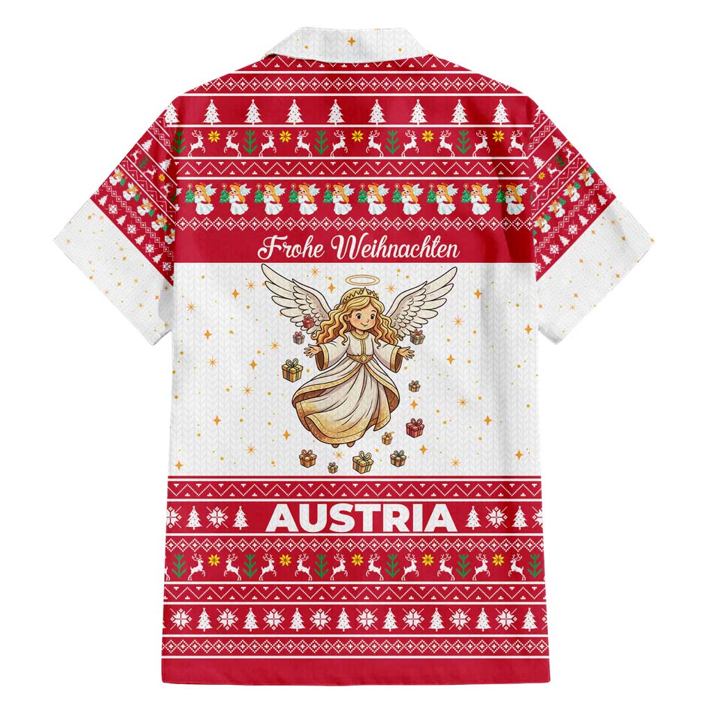 Austria Christmas Hawaiian Shirt with Frohe Weihnachten Angel Design and Red White Holiday - Wonder Print Shop