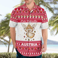 Austria Christmas Hawaiian Shirt with Frohe Weihnachten Angel Design and Red White Holiday - Wonder Print Shop