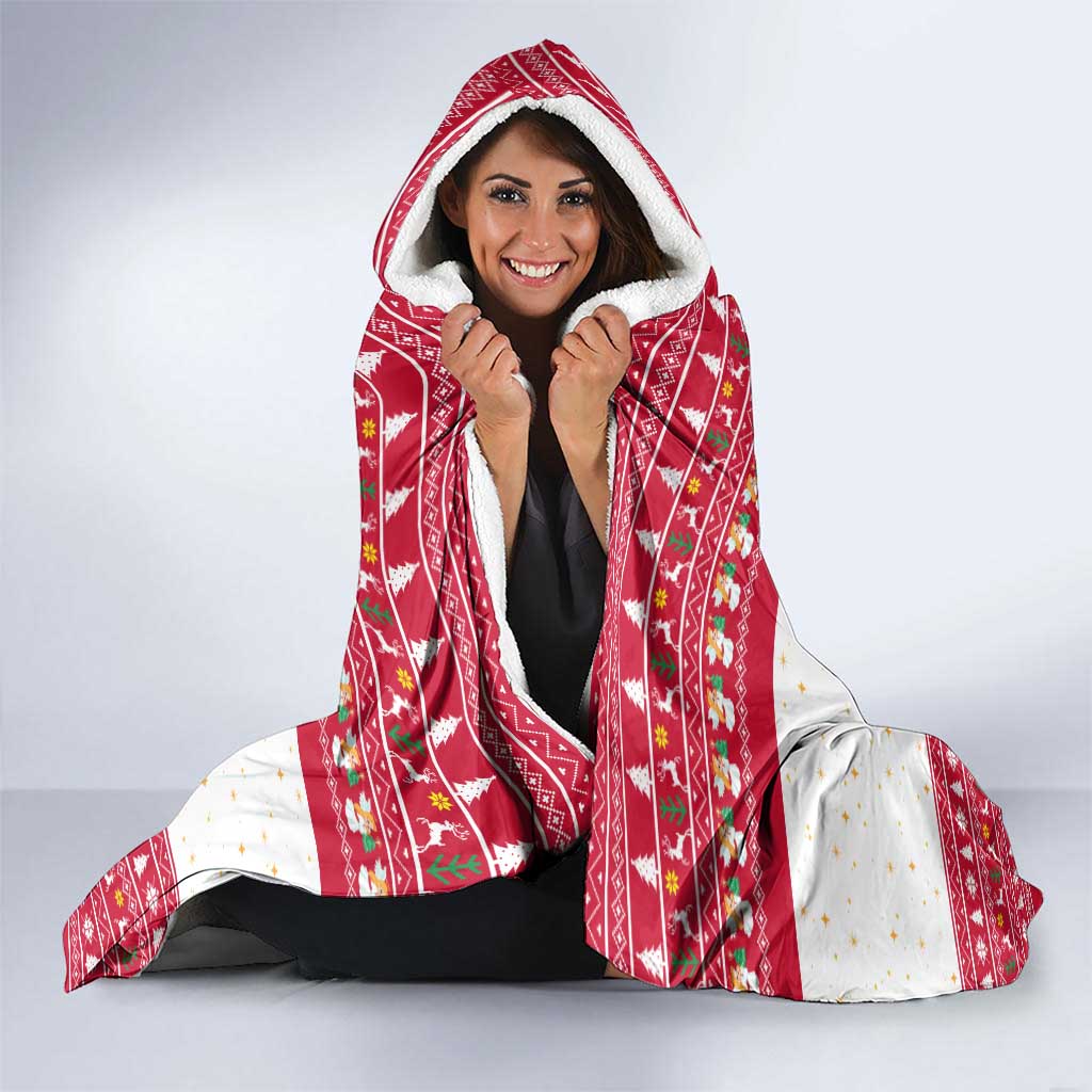 Austria Christmas Hooded Blanket with Frohe Weihnachten Angel Design and Red White Holiday - Wonder Print Shop
