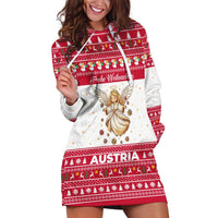 Austria Christmas Hoodie Dress with Frohe Weihnachten Angel Design and Red White Holiday - Wonder Print Shop