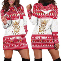Austria Christmas Hoodie Dress with Frohe Weihnachten Angel Design and Red White Holiday - Wonder Print Shop