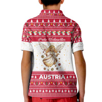 Austria Christmas Kid Polo Shirt with Frohe Weihnachten Angel Design and Red White Holiday - Wonder Print Shop