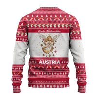 Austria Christmas Ugly Christmas Sweater with Frohe Weihnachten Angel Design and Red White Holiday - Wonder Print Shop