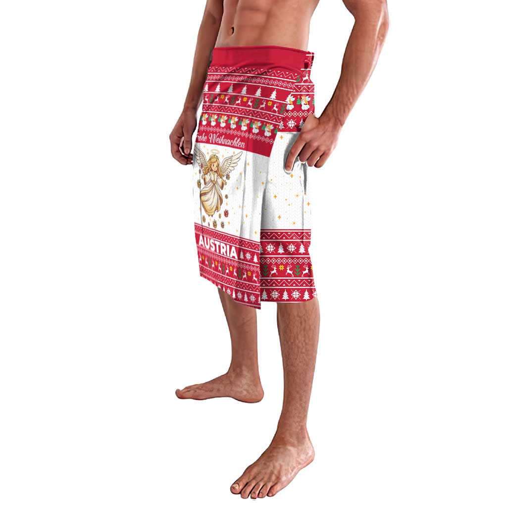 Austria Christmas Lavalava with Frohe Weihnachten Angel Design and Red White Holiday - Wonder Print Shop