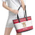 Austria Christmas Leather Tote Bag with Frohe Weihnachten Angel Design and Red White Holiday - Wonder Print Shop
