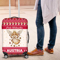 Austria Christmas Luggage Cover with Frohe Weihnachten Angel Design and Red White Holiday - Wonder Print Shop