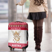 Austria Christmas Luggage Cover with Frohe Weihnachten Angel Design and Red White Holiday - Wonder Print Shop