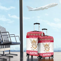 Austria Christmas Luggage Cover with Frohe Weihnachten Angel Design and Red White Holiday - Wonder Print Shop