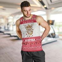 Austria Christmas Men Tank Top with Frohe Weihnachten Angel Design and Red White Holiday - Wonder Print Shop