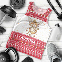 Austria Christmas Men Tank Top with Frohe Weihnachten Angel Design and Red White Holiday - Wonder Print Shop