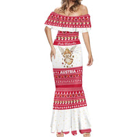 Austria Christmas Mermaid Dress with Frohe Weihnachten Angel Design and Red White Holiday - Wonder Print Shop