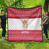 Austria Christmas Quilt with Frohe Weihnachten Angel Design and Red White Holiday - Wonder Print Shop