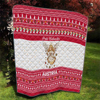 Austria Christmas Quilt with Frohe Weihnachten Angel Design and Red White Holiday - Wonder Print Shop
