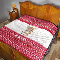 Austria Christmas Quilt with Frohe Weihnachten Angel Design and Red White Holiday - Wonder Print Shop