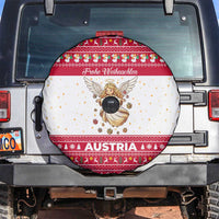 Austria Christmas Spare Tire Cover with Frohe Weihnachten Angel Design and Red White Holiday - Wonder Print Shop