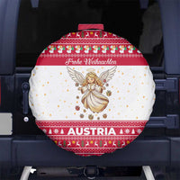 Austria Christmas Spare Tire Cover with Frohe Weihnachten Angel Design and Red White Holiday - Wonder Print Shop