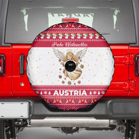 Austria Christmas Spare Tire Cover with Frohe Weihnachten Angel Design and Red White Holiday - Wonder Print Shop