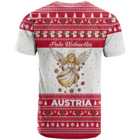 Austria Christmas T Shirt with Frohe Weihnachten Angel Design and Red White Holiday - Wonder Print Shop
