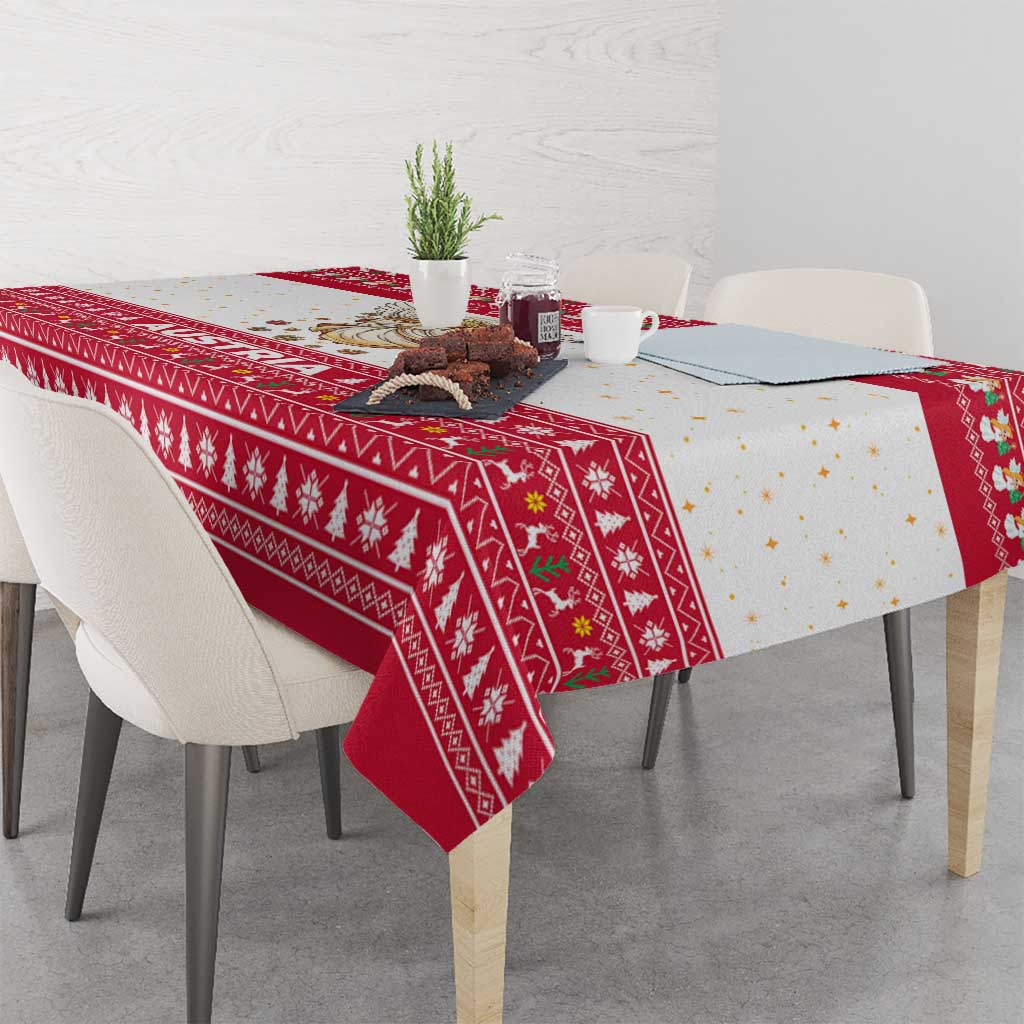 Austria Christmas Tablecloth with Frohe Weihnachten Angel Design and Red White Holiday - Wonder Print Shop