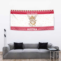 Austria Christmas Tapestry with Frohe Weihnachten Angel Design and Red White Holiday - Wonder Print Shop