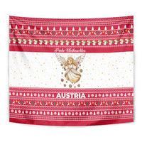Austria Christmas Tapestry with Frohe Weihnachten Angel Design and Red White Holiday - Wonder Print Shop