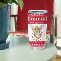 Austria Christmas Tumbler Cup with Frohe Weihnachten Angel Design and Red White Holiday - Wonder Print Shop