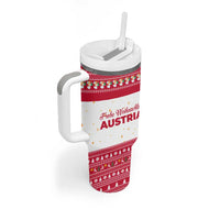Austria Christmas Tumbler With Handle with Frohe Weihnachten Angel Design and Red White Holiday - Wonder Print Shop