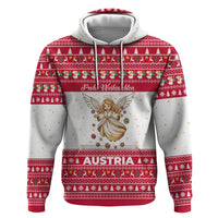 Austria Christmas Zip Hoodie with Frohe Weihnachten Angel Design and Red White Holiday - Wonder Print Shop