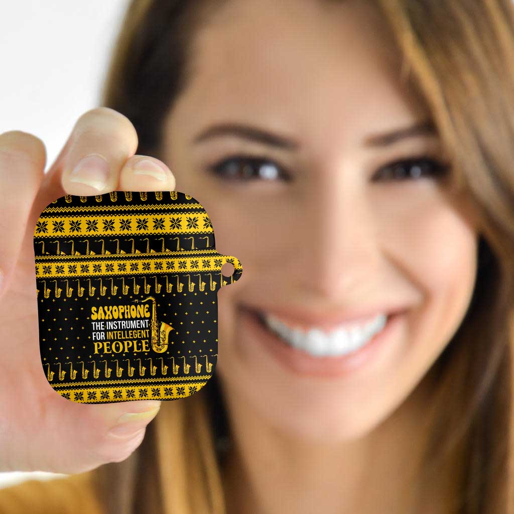 Saxophone The Instrument For Intellegent People Christmas AirPods Case Xmas Holiday Patterns - Wonder Print Shop