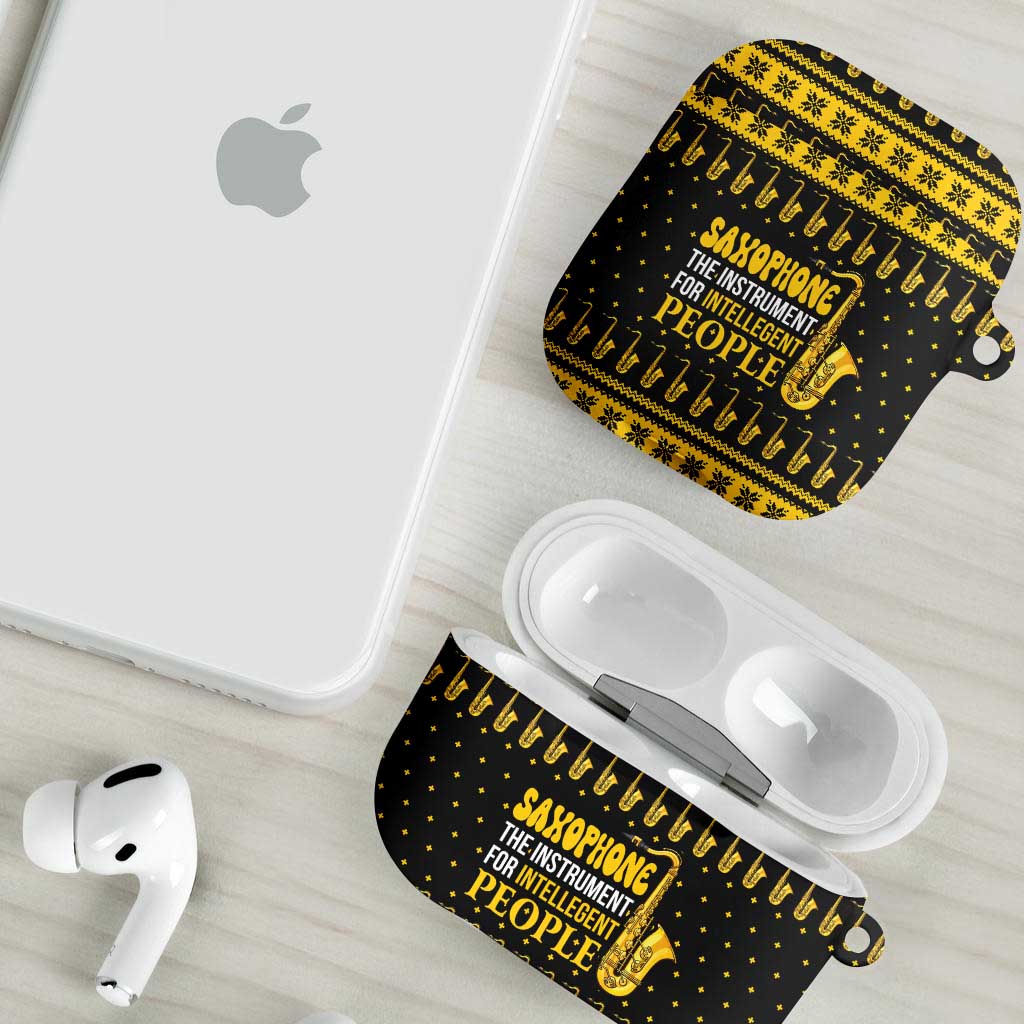 Saxophone The Instrument For Intellegent People Christmas AirPods Case Xmas Holiday Patterns - Wonder Print Shop
