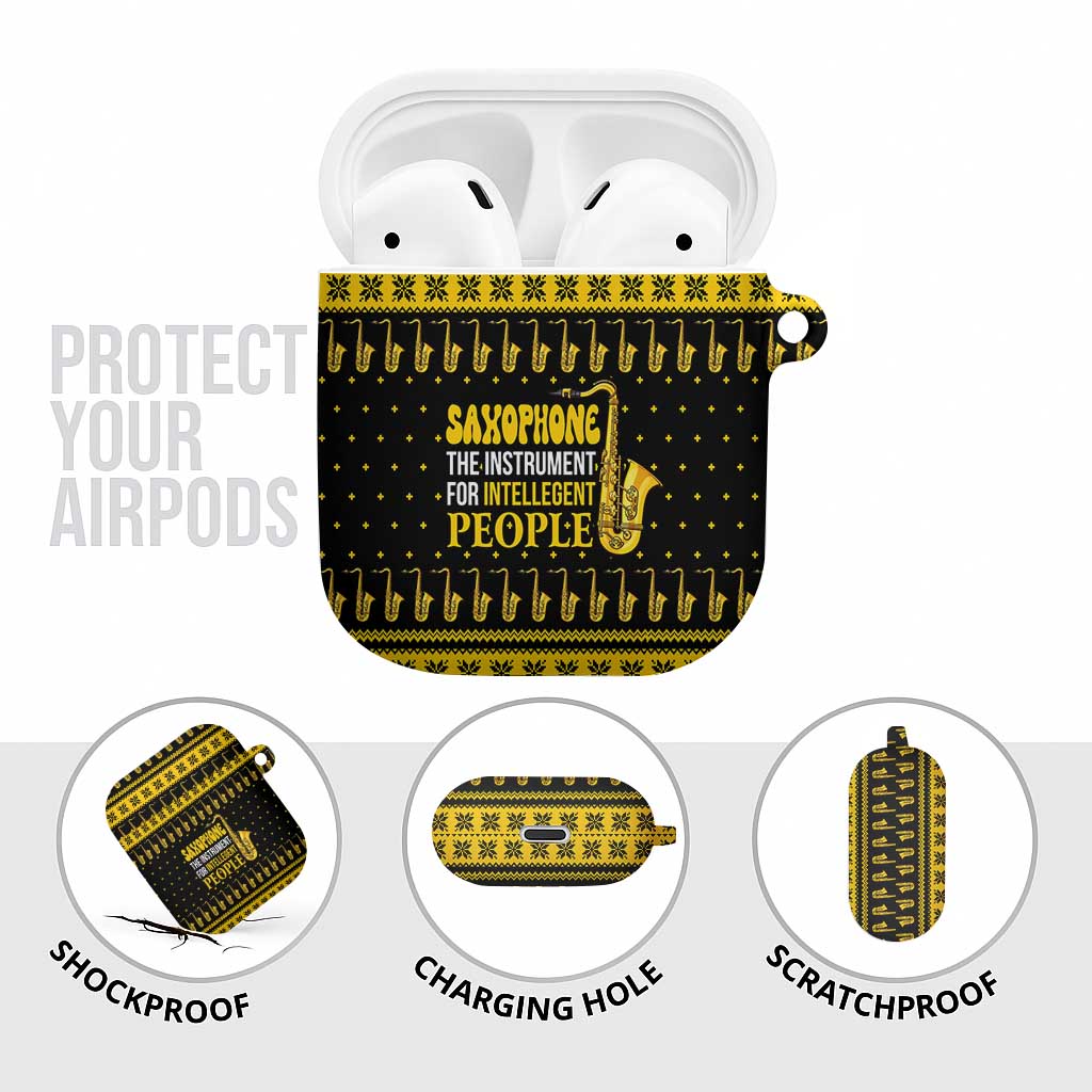 Saxophone The Instrument For Intellegent People Christmas AirPods Case Xmas Holiday Patterns - Wonder Print Shop