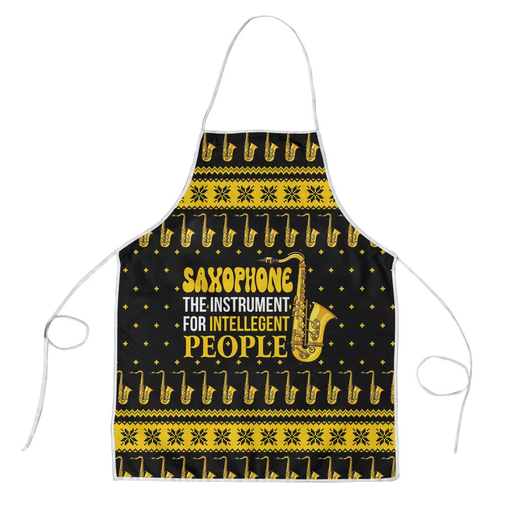 Saxophone The Instrument For Intellegent People Christmas Apron Xmas Holiday Patterns - Wonder Print Shop