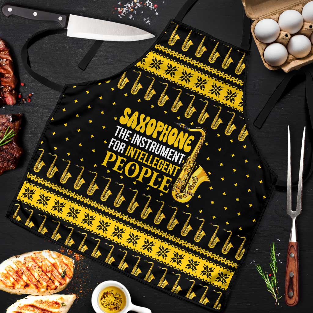 Saxophone The Instrument For Intellegent People Christmas Apron Xmas Holiday Patterns - Wonder Print Shop