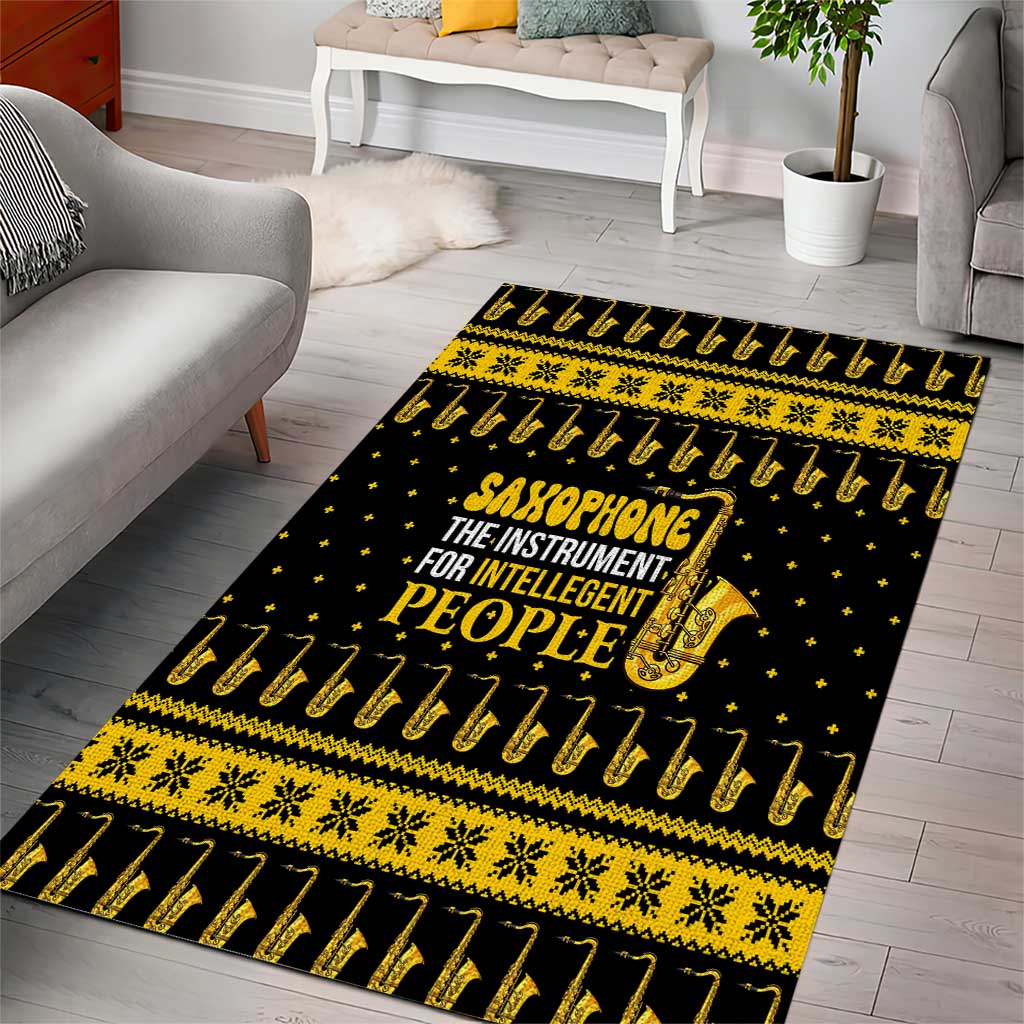 Saxophone The Instrument For Intellegent People Christmas Area Rug Xmas Holiday Patterns - Wonder Print Shop