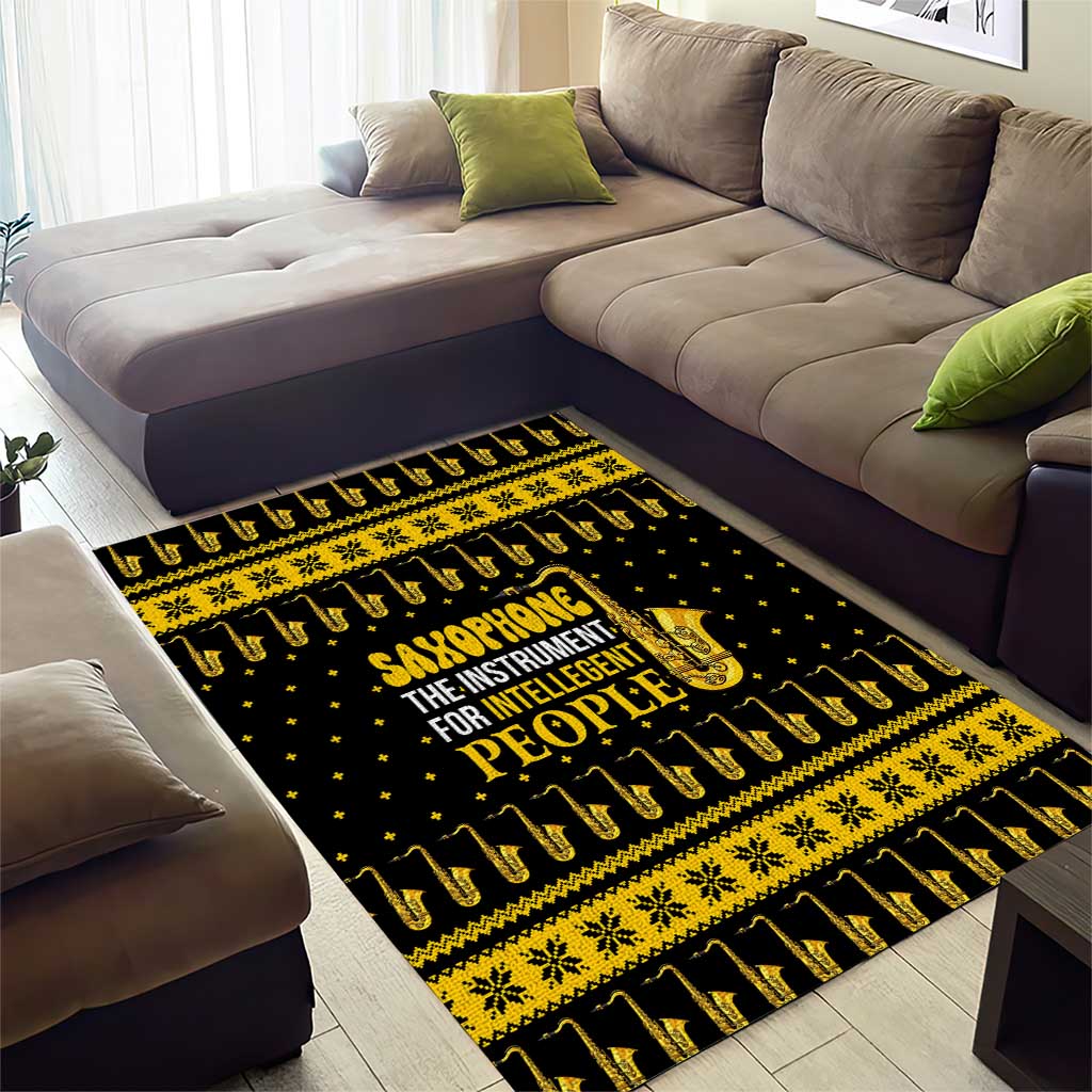 Saxophone The Instrument For Intellegent People Christmas Area Rug Xmas Holiday Patterns - Wonder Print Shop