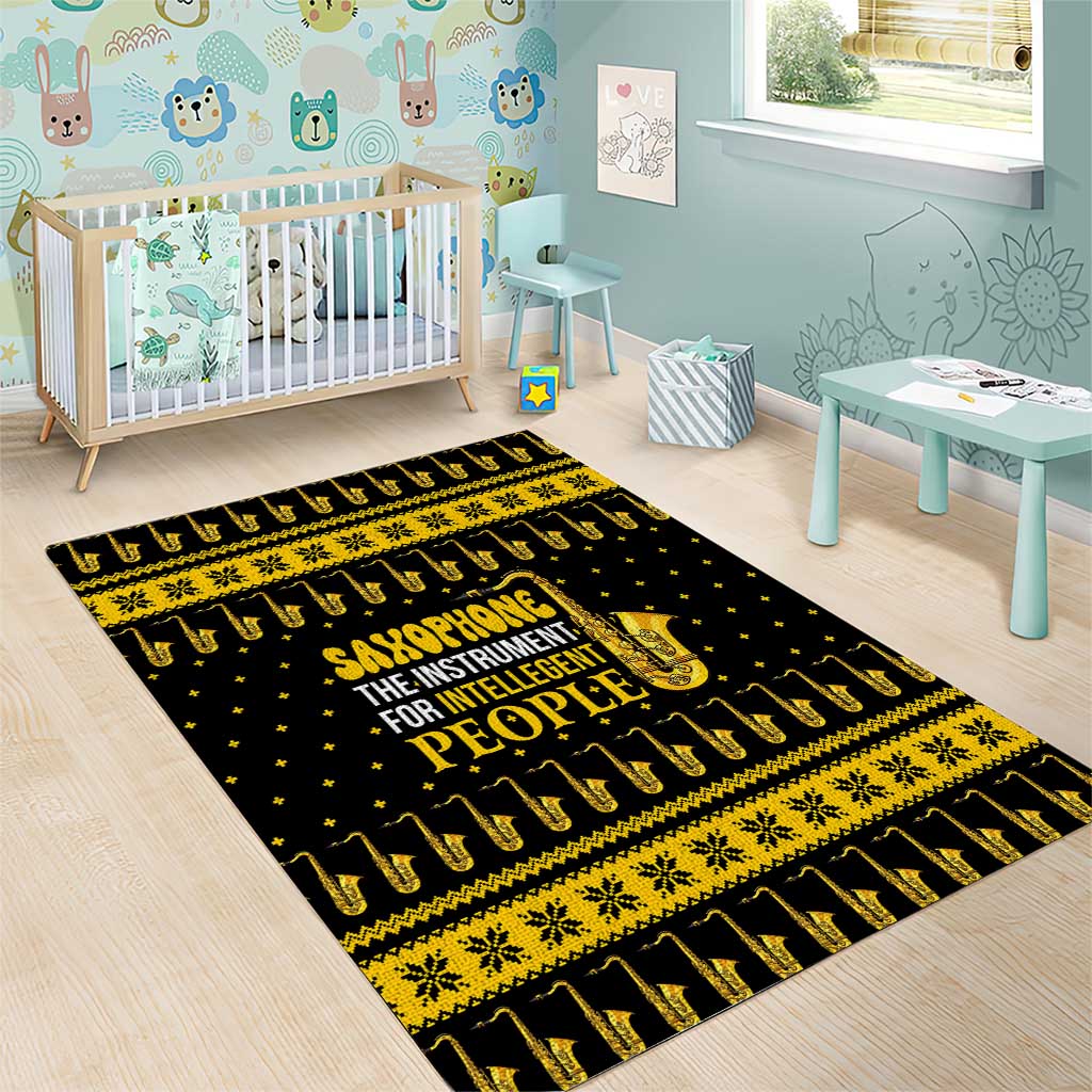 Saxophone The Instrument For Intellegent People Christmas Area Rug Xmas Holiday Patterns - Wonder Print Shop